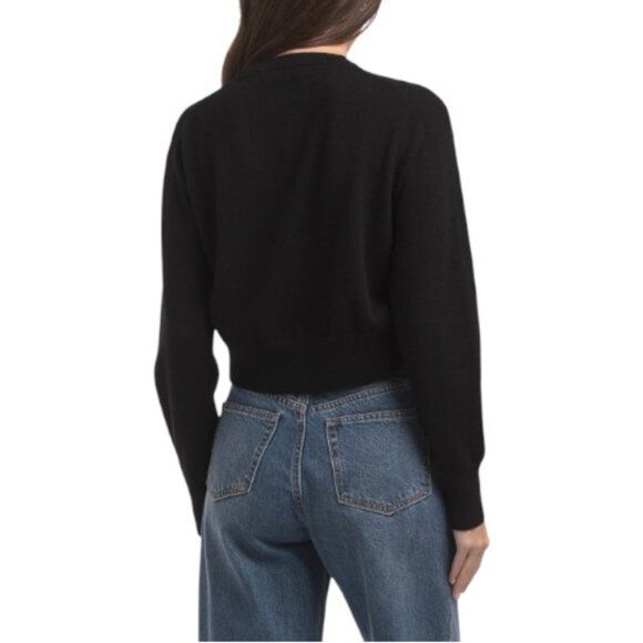 WHITE + WARREN Black Cashmere Rhinestone Button Cardigan - Picture 2 of 4